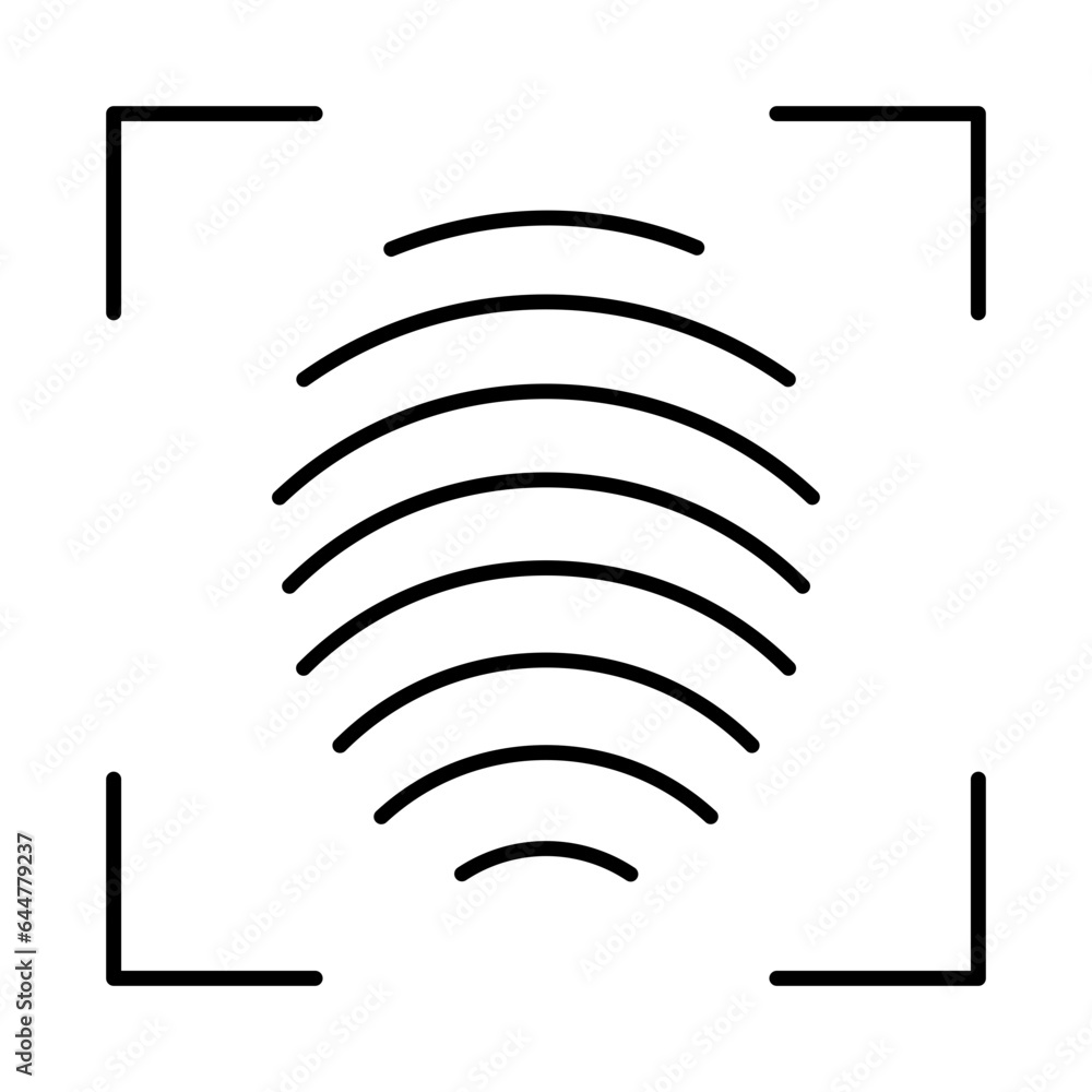 Poster Outline Fingerprint scan icon in flat style.
