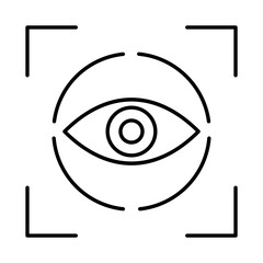 Line art illustration of Eye scan icon.