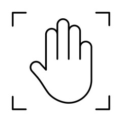 Fototapeta premium Black line art illustration of Hand Scan icon.