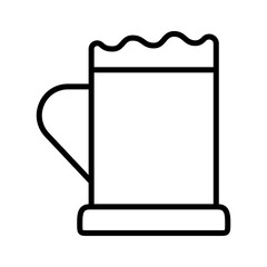 Line art illustration of beer mug icon.