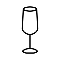 Empty wine glass icon in line art.