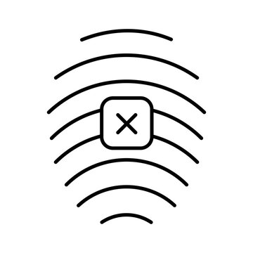 recommend clip art: Black line art illustration of Cancel Fingerprint icon.