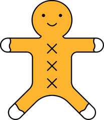 Gingerbread Icon In Yellow And White Color.