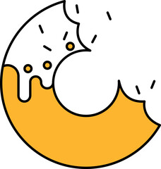 Illustration of Donut Icon In Yellow And White Color.