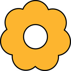 Flower Shape Cookie Icon in Yellow And White Color.