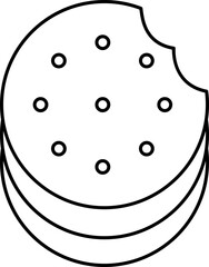 Cream Cookie Icon In Black Outline.