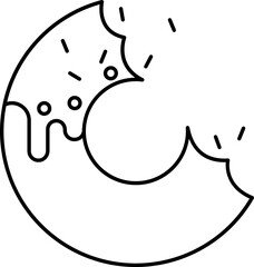 Illustration of Donut Icon In Black Outline.