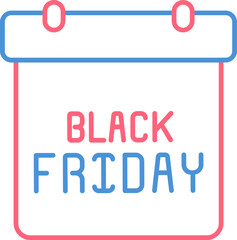 Fototapeta premium Black Friday Calendar Icon in Red and Blue Line Art.