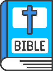 Flat style Bible book icon in blue color.