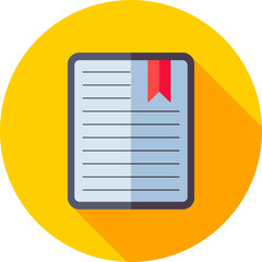 File bookmark icon on yellow round background.