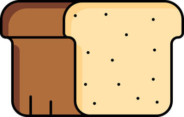Bread slice icon in brown and black color.