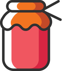 Jar covering with cloth icon in flat style.