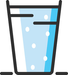 Water glass icon in blue and black color.