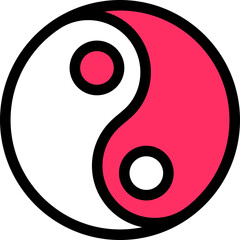 Flat Style Of Yin Yang Icon In Pink And White Color.