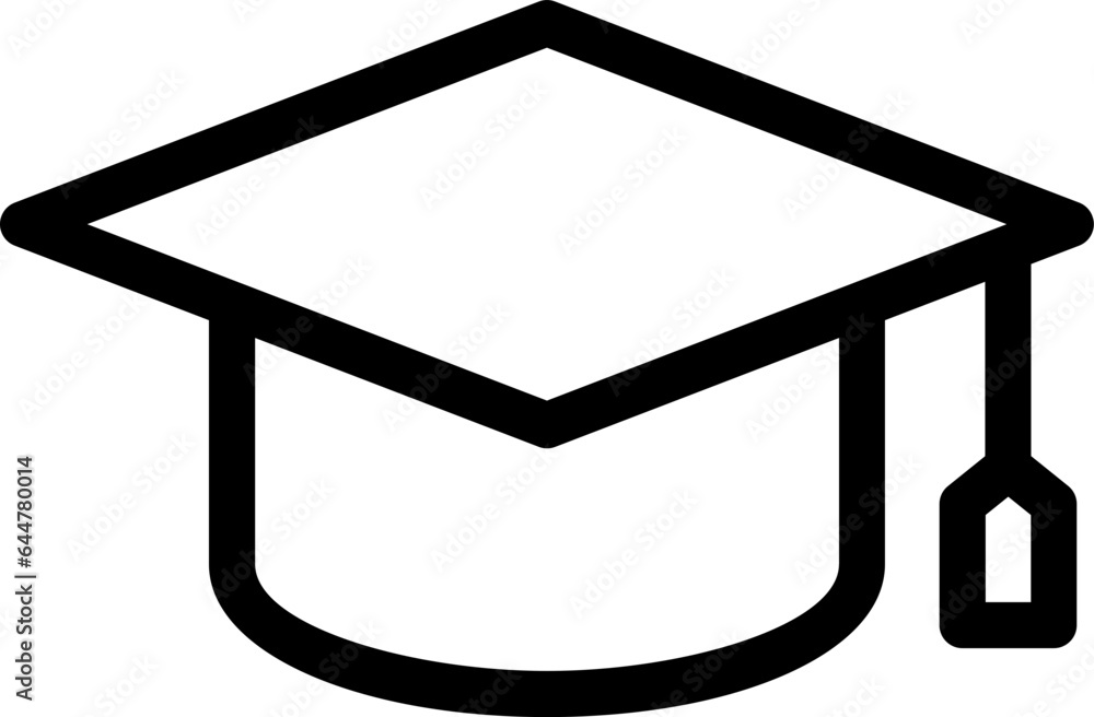 Poster Graduation Cap or Mortarboard Icon in Flat Style.