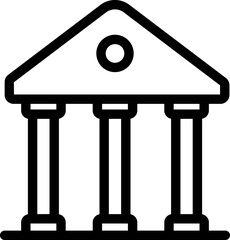 Flat Style Bank Icon in Black Line Art.