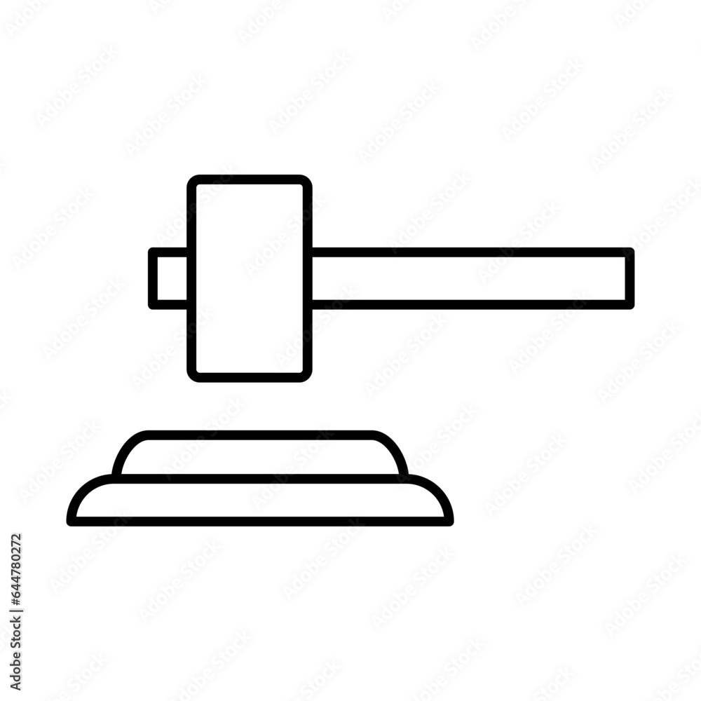 Canvas Prints Judge gavel or action icon in black line art.