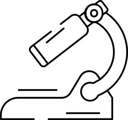 Microscope Icon In Thin Line Art.