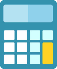 Flat style calculator icon in blue and yellow color.
