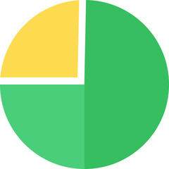 Flat style pie chart icon in green and yellow color.