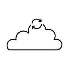 Cloud sync or reload icon in black line art.