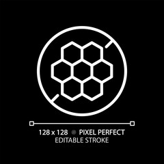 Fototapeta premium 2D pixel perfect editable white honeycomb icon, isolated vector, thin line illustration representing allergen free.