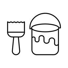 Psvgnt bucket with brush icon in black line art.