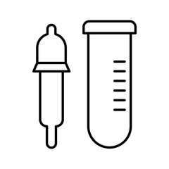 Test tube and pipette icon in black line art.