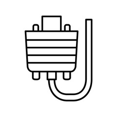 Obraz premium Black line art illustration of USB cable connector icon
