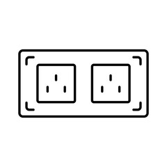 Flat style Three pin sockets icon in line art.