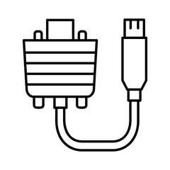 Flat style Two side usb cable icon in line art.