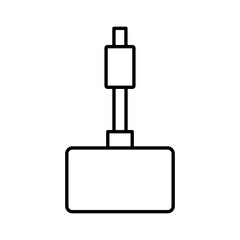 Black line art illustartion of USB cable connected to power bank icon.