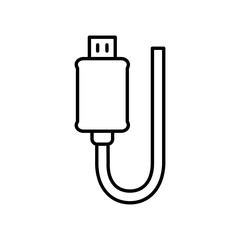 Line art USB cable icon in flat style.
