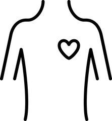 Heart Patient Icon In Black Outline.