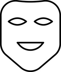 Happy face mask icon in black line art.