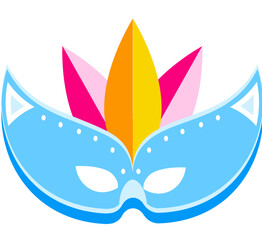 Beautiful feather mask icon in flat style.