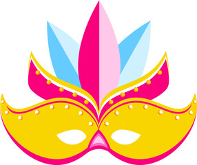 Masquerade feather mask in flat style.