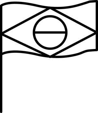 recommend clip art: Waving Brazil National flag icon in black line art.