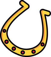 Yellow horseshoe icon in black line art.