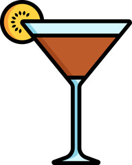 Cocktsvgl or martini icon in brown and blue color.