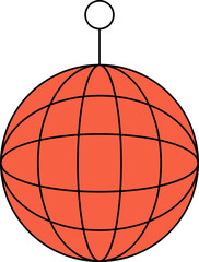 Flat Style Disco Ball Icon In Orange Color.