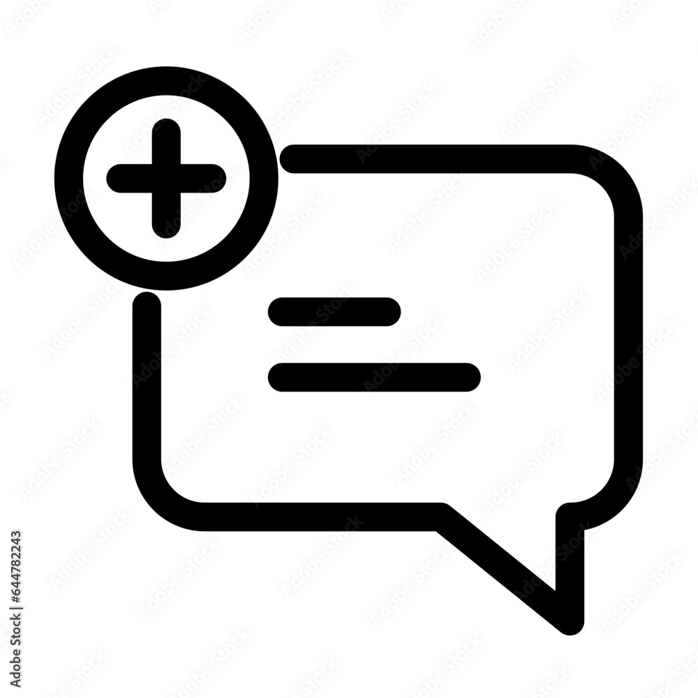 Poster add message icon in line art.