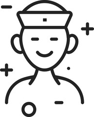 Illustration of Chinese Man Icon in Line Art.