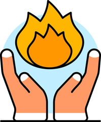 Hand fire icon in flat style.