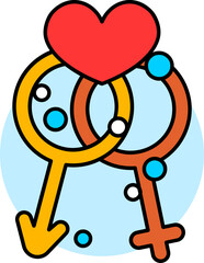 Vector illustration of Love couple gender symbol.