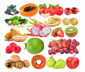 blueberry; papaya; Peach; macadamia; Dragon Fruit; cocoa; kiwi; Strawberry; coconut; raspberry; grape; walnut; burmese grape; kiwi; pear; apple on transparent png