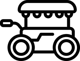 Black Line Art Illustration of Food Truck Icon.