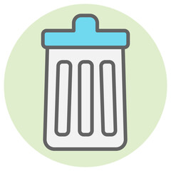 Illustration of Dustbin icon in white and blue color.