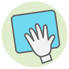 Obraz premium Wiping hand with cloth in blue and white color.