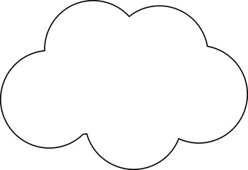 Black Outline Cloud Icon on White Background.